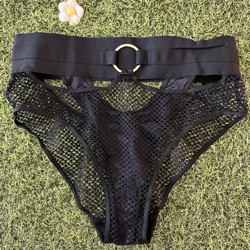 Honey Birdette Black Mesh High-Waist Panties
